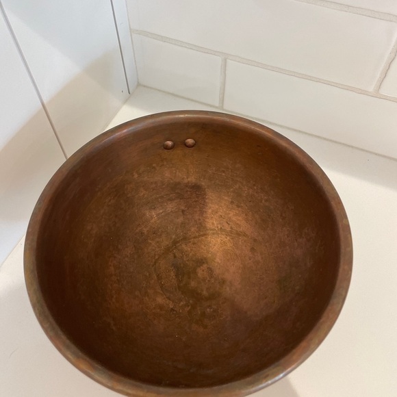 Hauviel Villediue Copper Mixing Bowl-France-Hanging-EUC-Vintage—Beautiful! - Picture 3 of 6